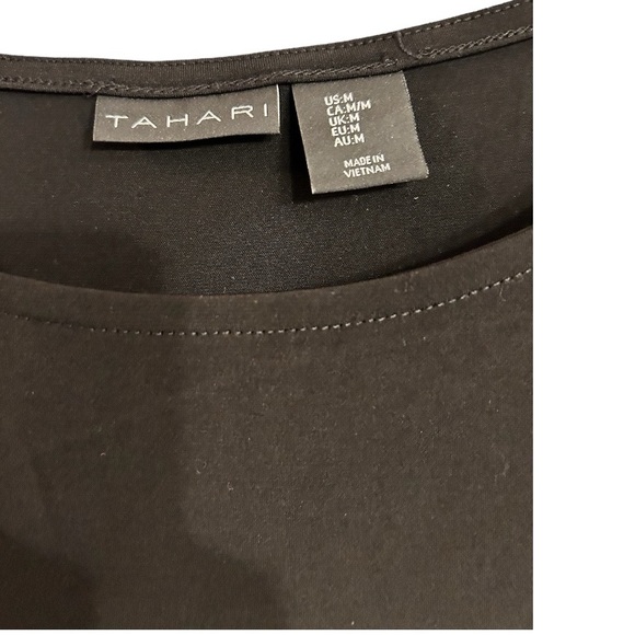 Tahari - Long sleeve black top - Medium - Asymmetrical ruching detail - Picture 2 of 3